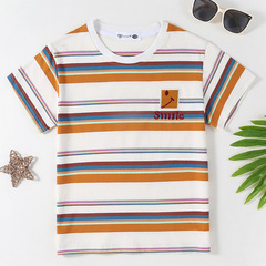 New trendy parent-child summer outfit for beach vacation, stylish mother and daughter, mother and son, family of three or four, striped casual set