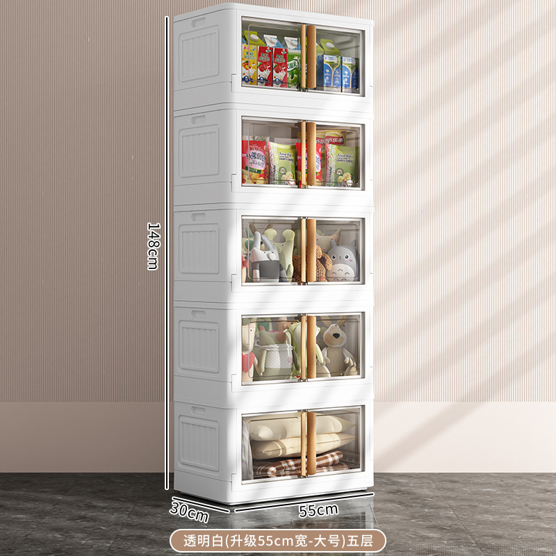 Gabinete de almacenamiento de doble puerta caja de almacenamiento de ropa doméstica instalación-libre bebé plegable armario organizador armario de plástico