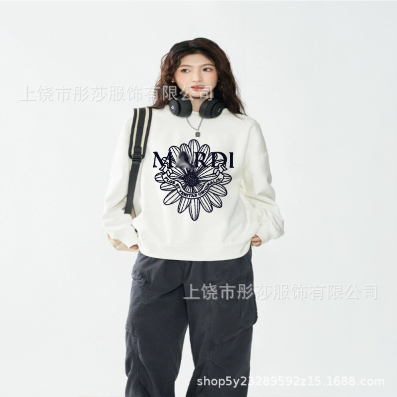 【顶级版本】韩国潮牌Mardi卫衣印花金高银同款小雏菊圆领宽松款|undefined