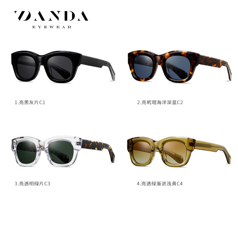 Nuevas gafas de sol polarizadas S32128 Gafas de sol de hoja hechas a mano de ácido acético retro de moda Gafas de sol de protección solar para exteriores