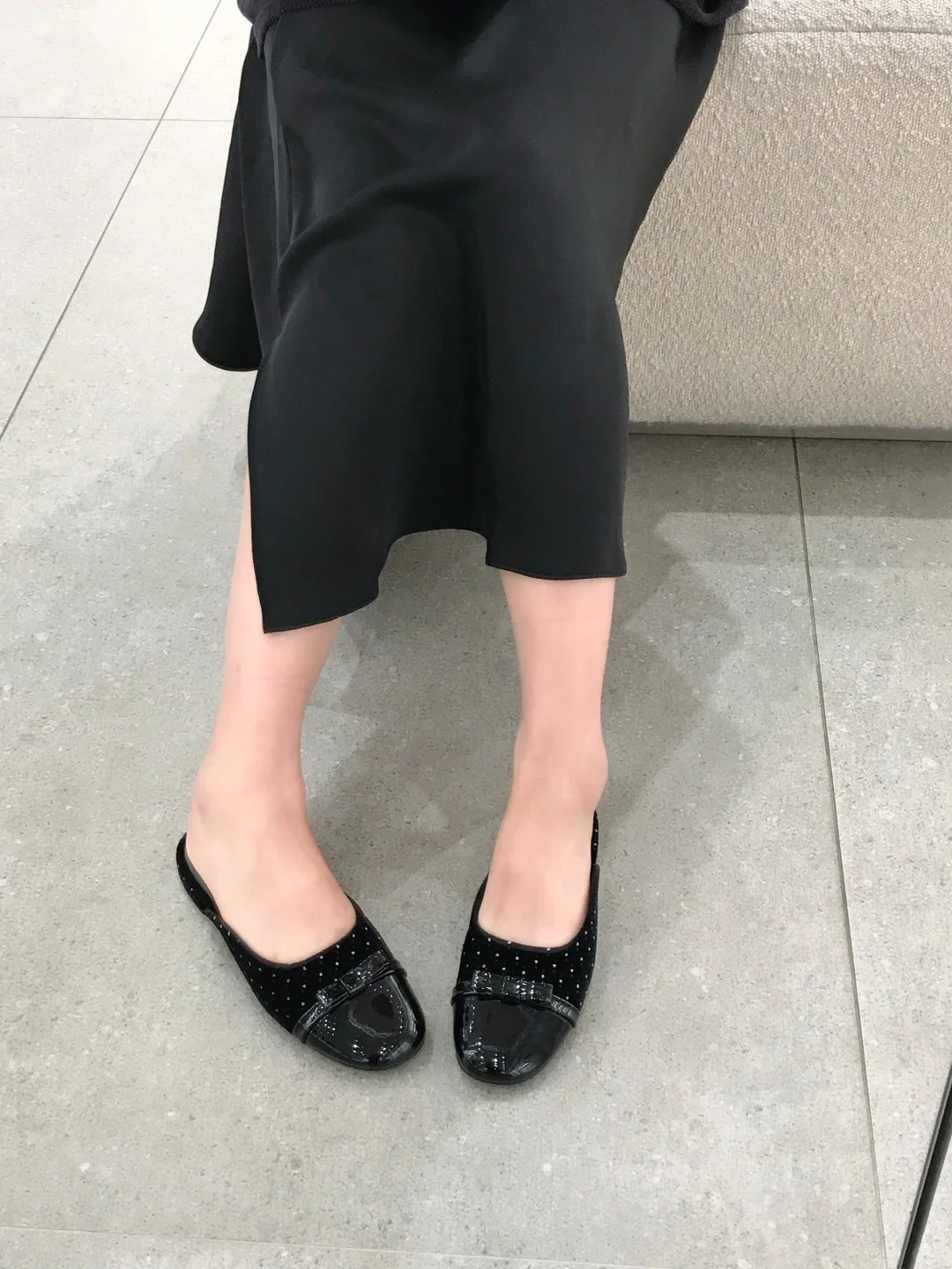 Damen Slipper Mit Schleife Farbblock Design Flache Sandalen_voghion.com
