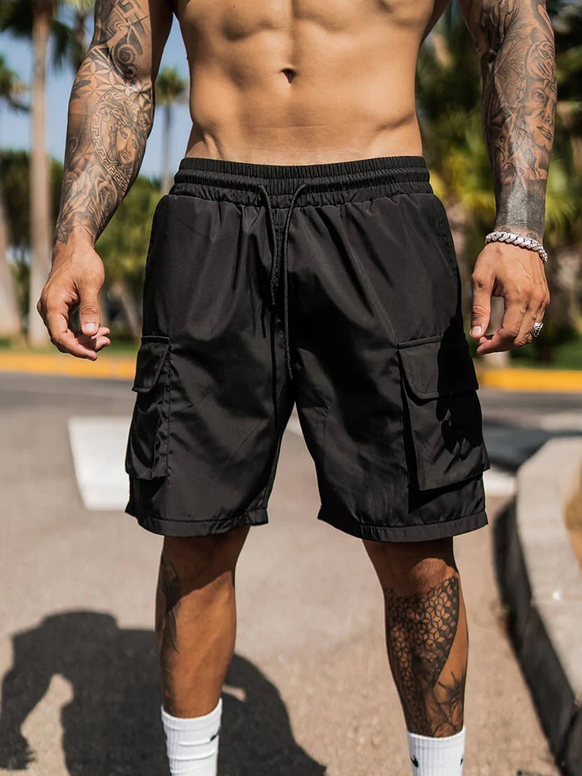 Pantalones cortos casuales deportivos de los hombres locos pantalones cortos de verano ropa de trabajo suelta de gran bolsillo de secado rápido transfronterizo más tamaño corto