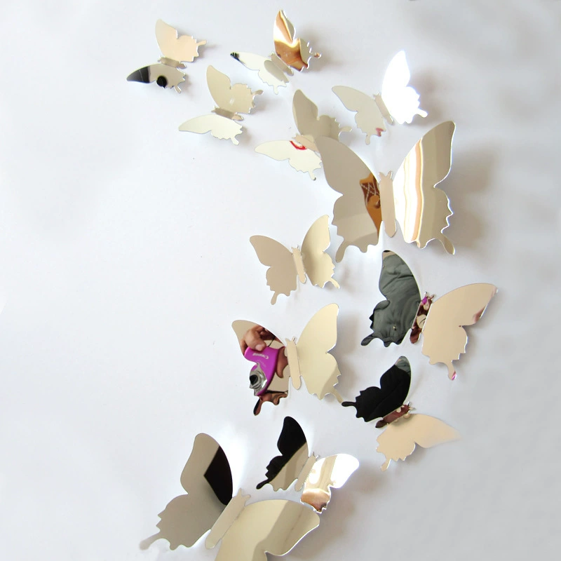 AliExpress Amazon 12 3D Mirror Butterflies PET Mirror 3D Butterflies Bedroom Living Room Wall Sticker Decoration