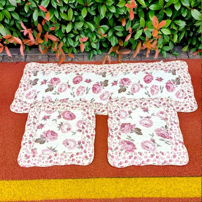 Seat cushion, seat cover, Seat Cushion Three-Piece Set for All - pure-cotton-rose-5050cm-front-row-single-piece