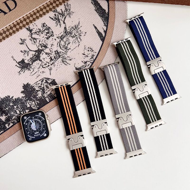 适用苹果applewatchS10降落伞扣条纹iwatch8/9/10智能手表带腕带|undefined