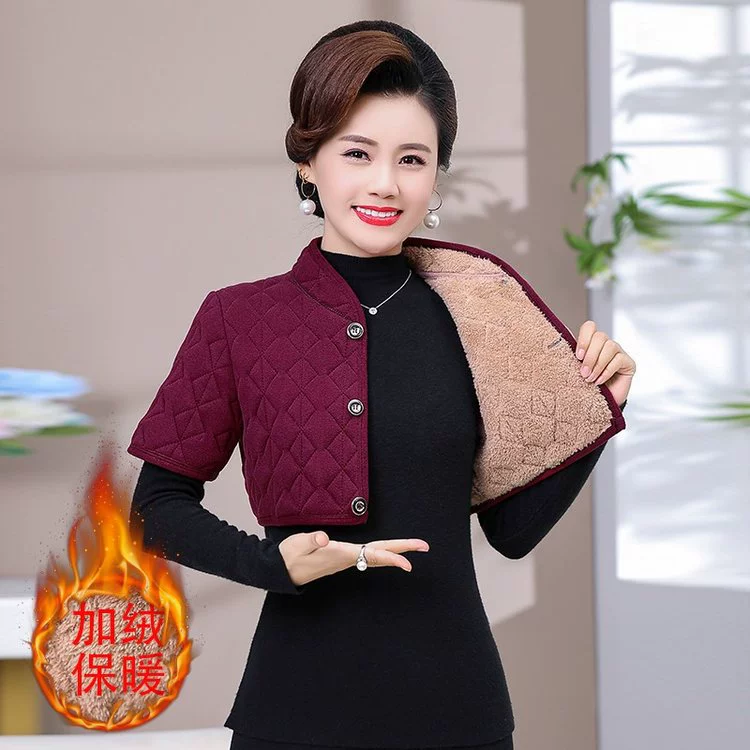 Зимний жилет из утолщенного хлопка на флисовой подкладке, женский свободный теплый жилет с подплечниками и шейной опорой, холодостойкий жилет для людей среднего и пожилого возраста