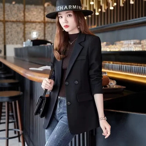Women's Autumn Suit Jacket, Slimming 2024 Spring-Autumn New Long-Sleeve Suit, Korean Style Women's Suit Jacket with Elegance