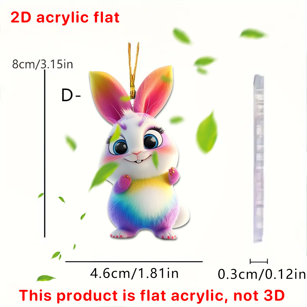 Pascua transfronteriza venta encantadora dibujos animados conejo muñeca decoración colgante acrílico plano arco iris llavero image 7