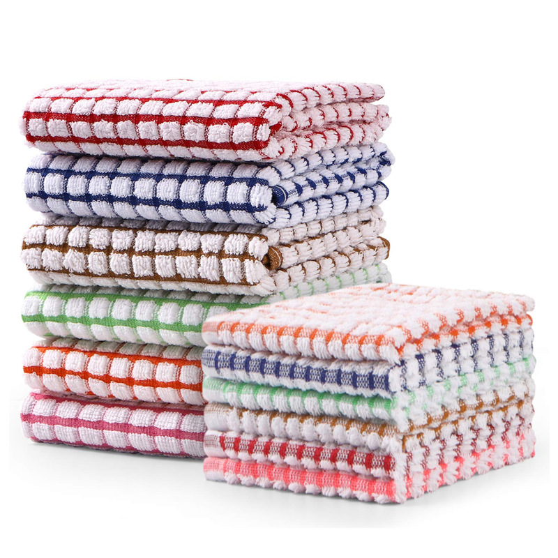 Cross-border Amazon tea towel plaid 28*40 small towel yarn-dyed jacquard kitchen export towel towel