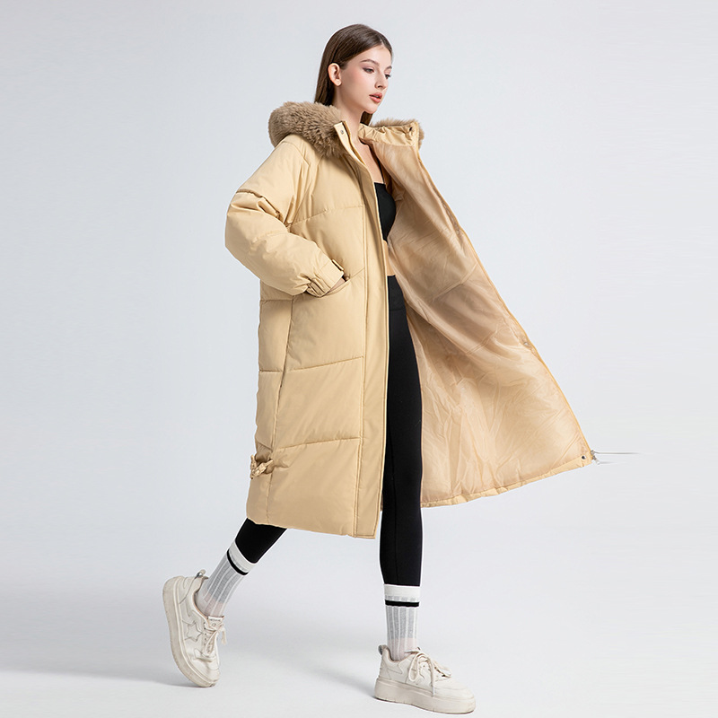 Parka oversized de damă cu glugă din blană artificială și șnur_voghion.com