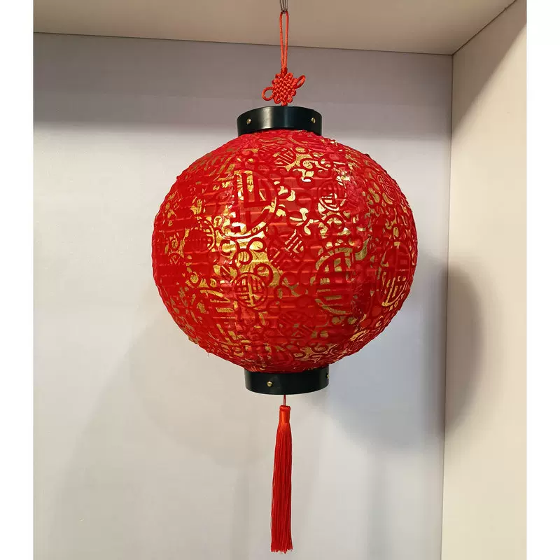 春节元宵纸灯笼古风装饰大红冬瓜绒布手提灯笼舞蹈道具可折叠灯笼