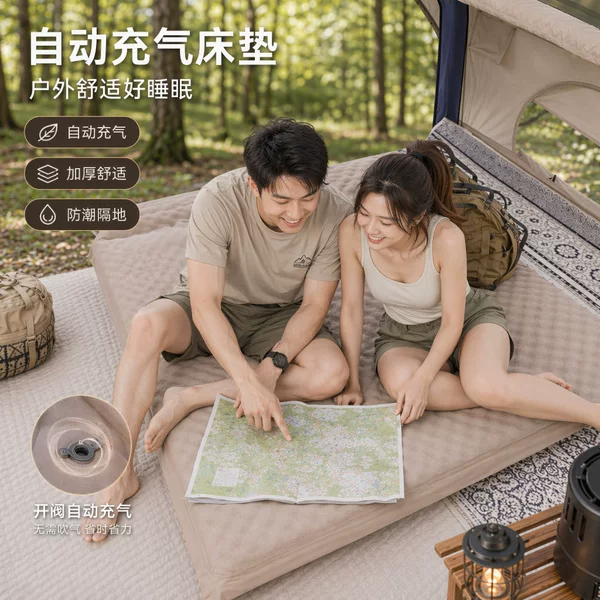 Automatic Inflatable Mattress Outdoor Camping Portable Air Mattress Home Floor Sleeping Mat Camping Moisture-Proof Tent Floor Mat