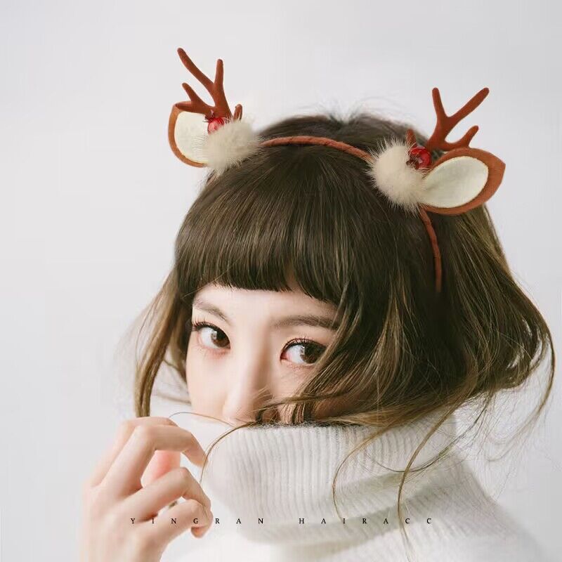 鹿角头饰圣诞节日女童超萌可爱小鹿耳朵立体发夹儿童仙女发箍发卡