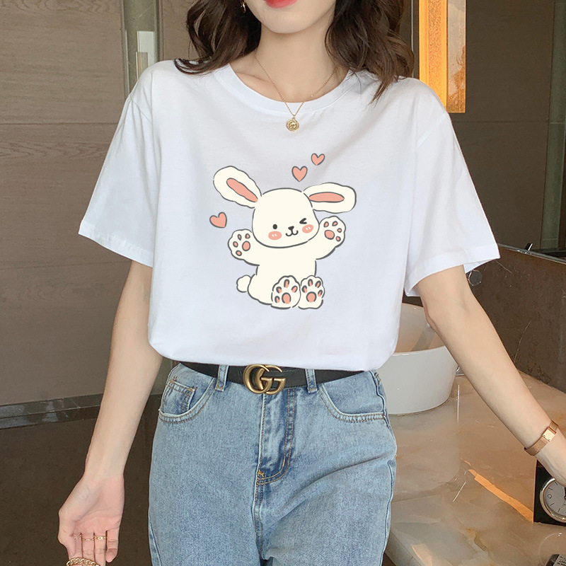 Short-sleeved T-shirt women's loose pure white bottoming shirt summer new round neck white T-shirt women's wholesale