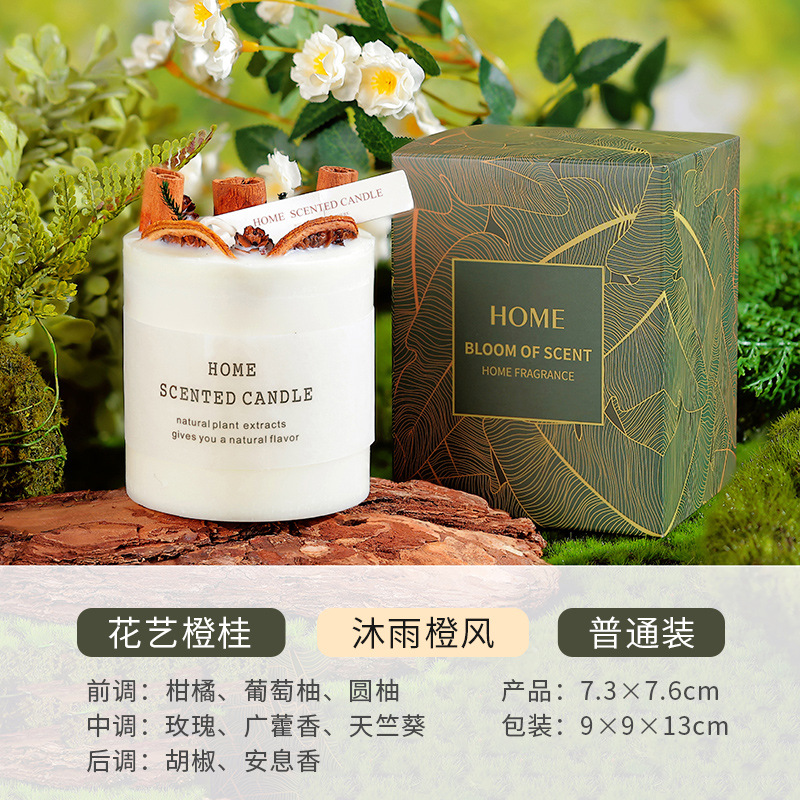 Mori flor seca aromaterapia vela al por mayor hecha a mano de cera de soja fragancia decoración romántica libre de humo incienso regalo