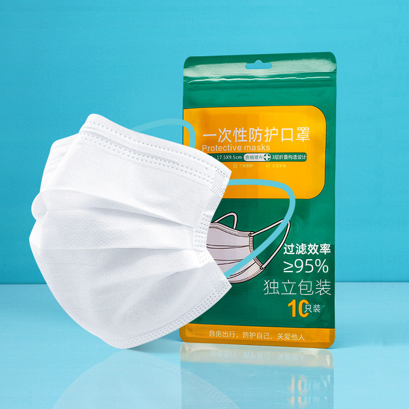 厂家批发代发彩色三层防护加厚含熔喷成人时尚一次性撞色耳带口罩