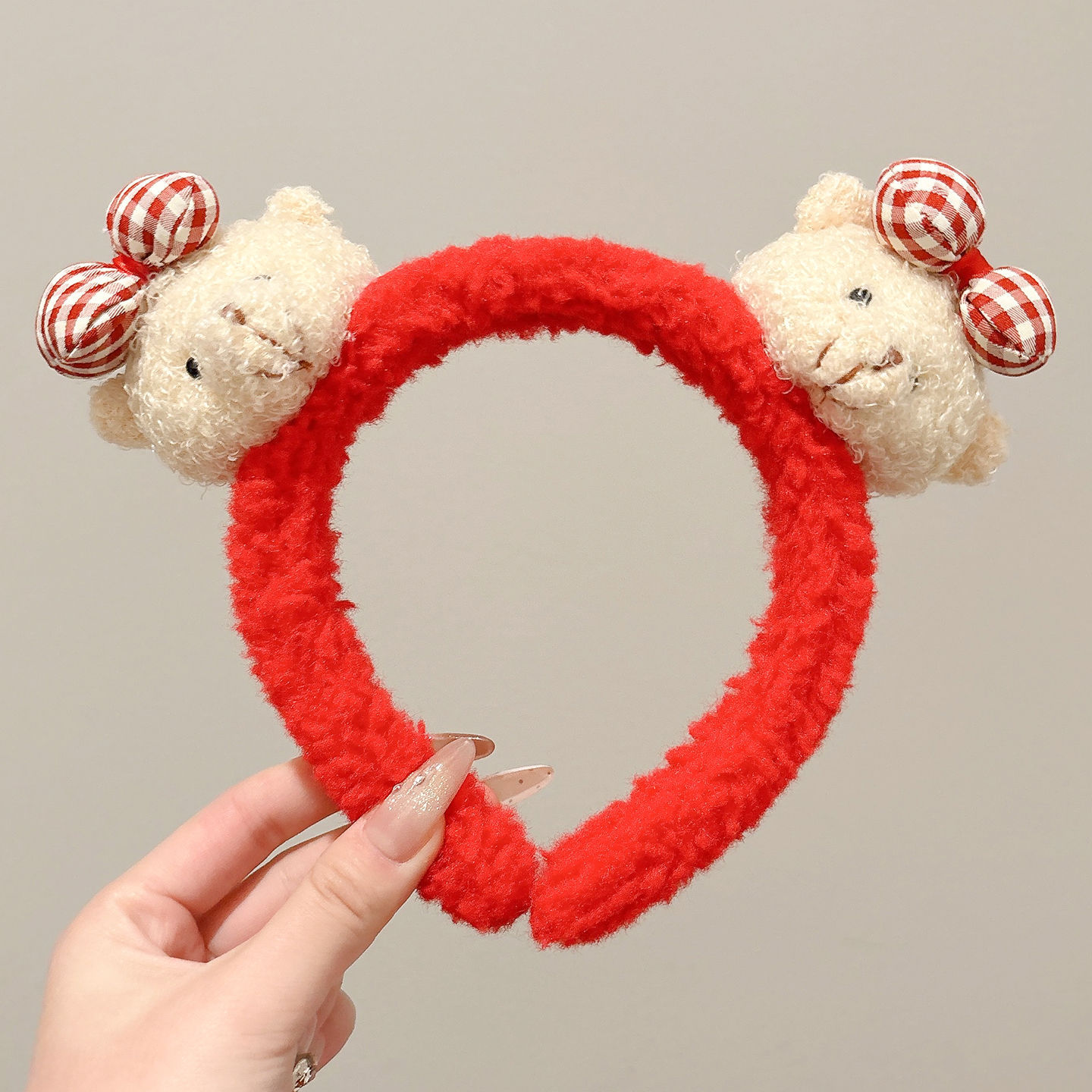 2026 Año Nuevo Festival de Primavera Año del Caballo Fiesta de celebración oso rojo arco de cabeza banda de cabello lavar la cara antideslizante presión clip de cabello
