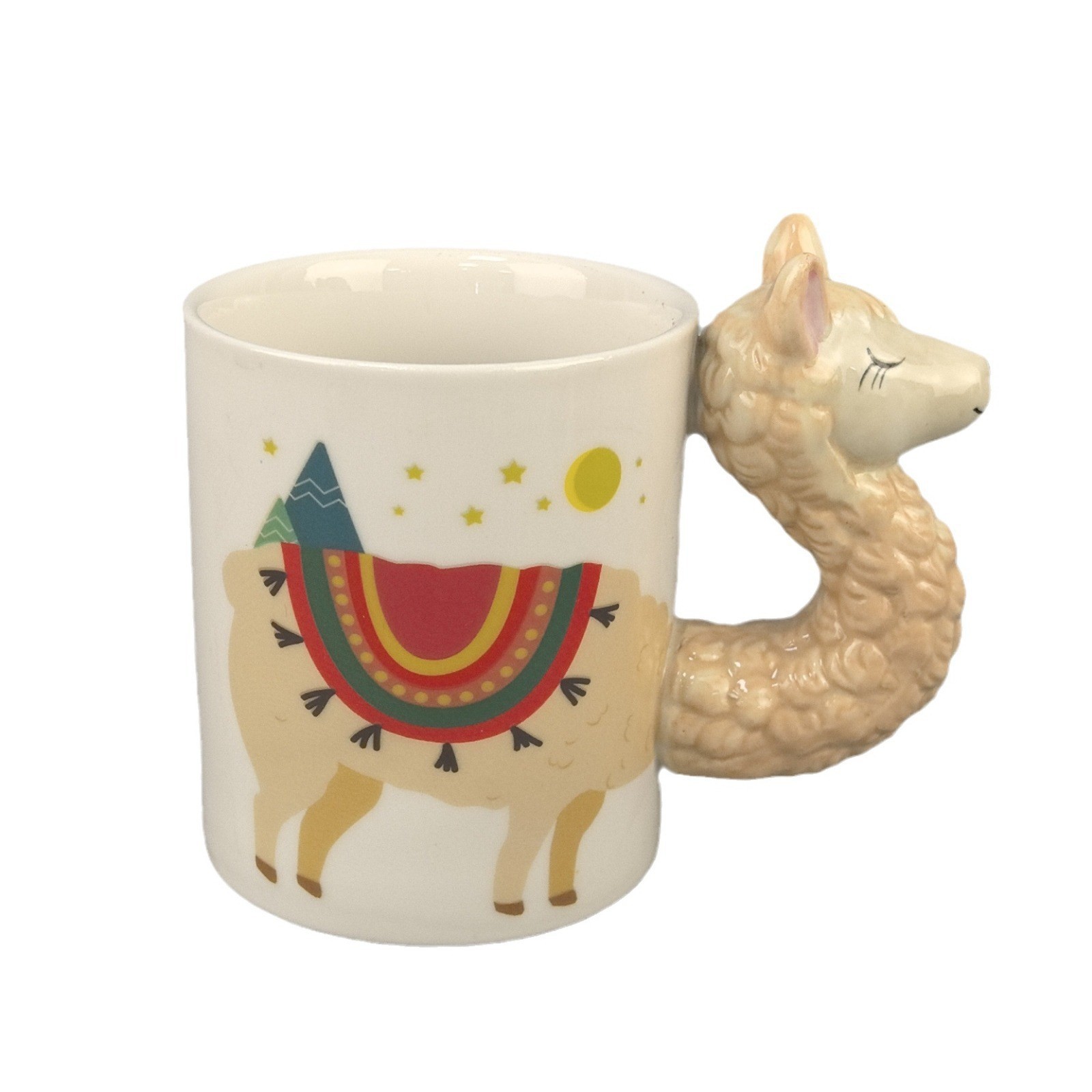 Divertida y divertida alpaca de forma extraña taza de cerámica decalque pintado taza de temperatura media 3D taza de cerámica