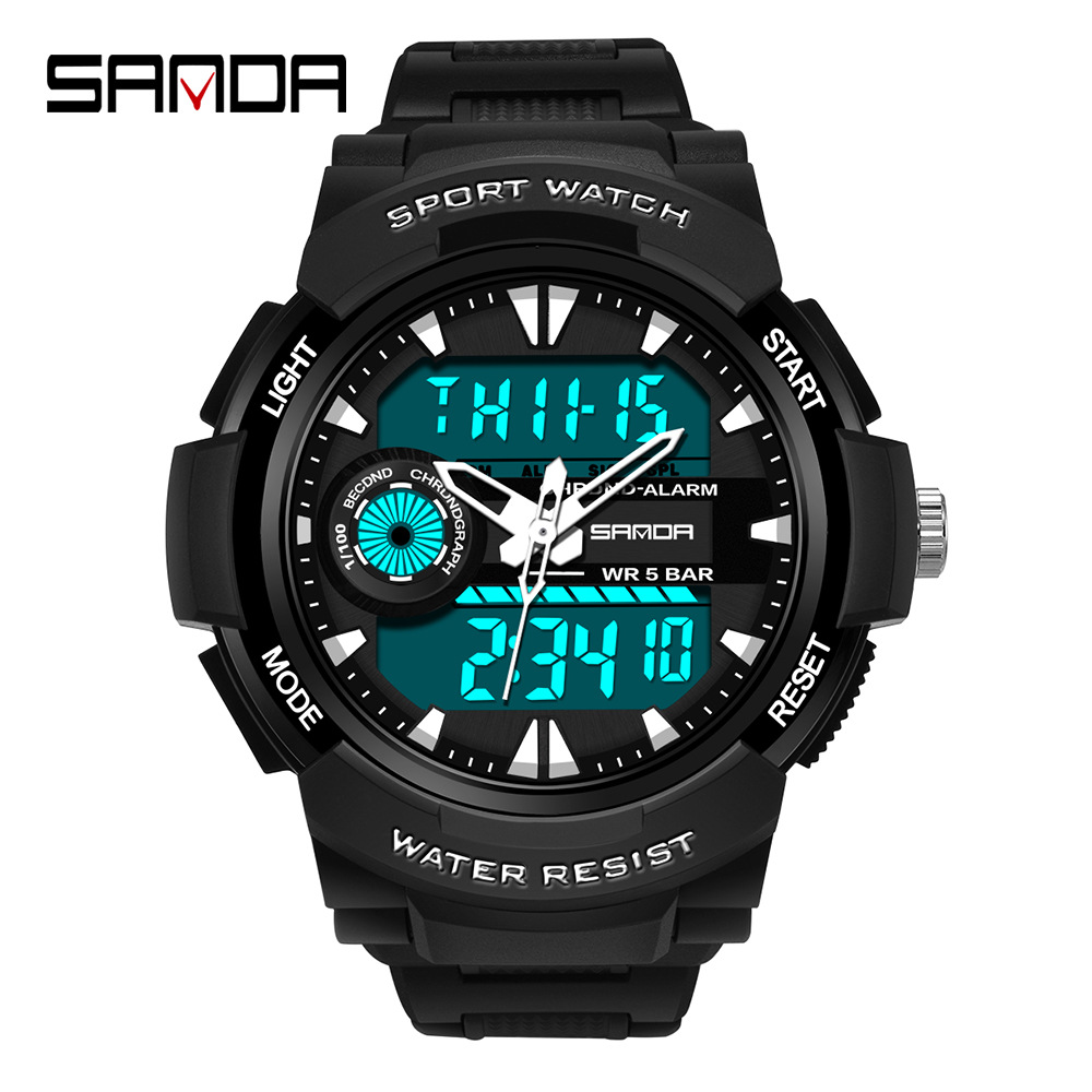 SANDA 6002 nuevo movimiento dual multifuncional reloj despertador de estudiante masculino y femenino calendario semanal reloj luminoso ZTE