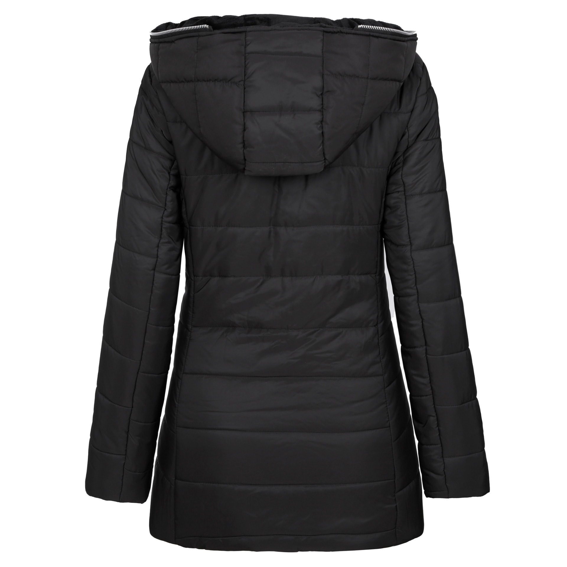 AliExpress Amazon chaqueta de algodón de terciopelo de manga larga con capucha chaqueta de invierno con cremallera de longitud media 9988 # Venta caliente transfronteriza