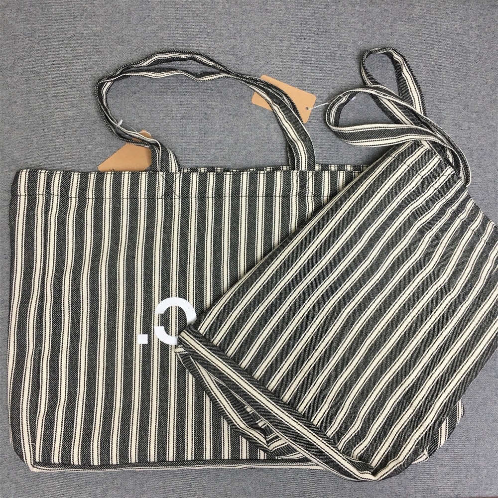 Lotte Japan Korea Popular Hot-Selling Apc Vertical Striped Shopping Bag Tote Shoulder Unisex Canvas Bag