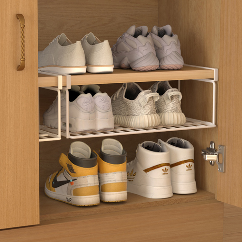 Layered shoe rack household shoe cabinet partition artifact space-saving shoe storage partition partition foldable lower bracket hanger