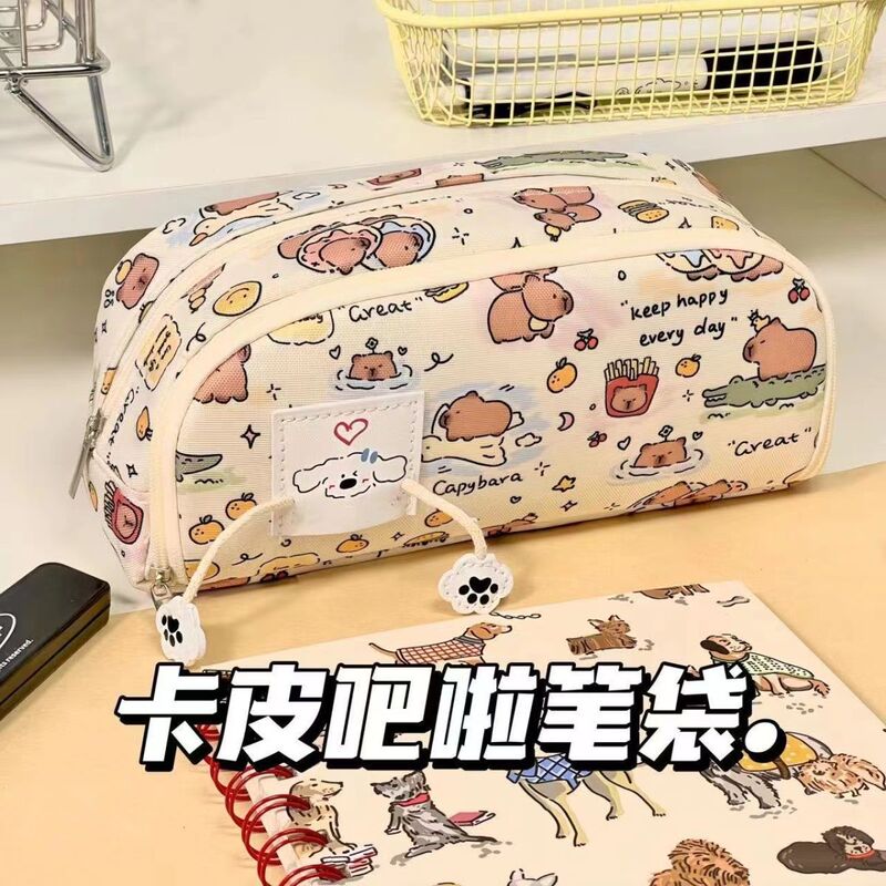 パーチャ犬ダブルジッパー二重ペン日本式高颜値学生文房具大容量かわいい鉛筆ケース大集合|undefined
