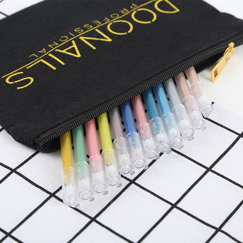 跨境亚马逊拉链学生文具袋帆布笔袋零钱收纳袋化妆手拿印刷logo