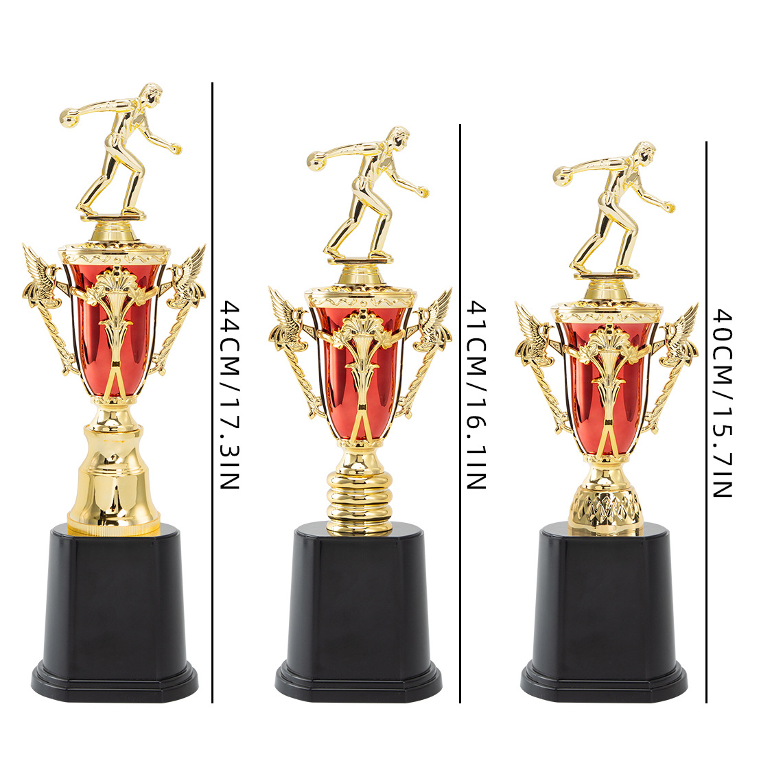 黑色高底保龄球比赛创意小金人奖杯可diy定制logo内容颁奖纪念品