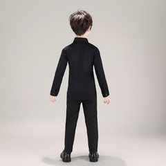 Men's black shirt wrinkle-resistant long-sleeve children's white shirt student little host dress-up top for big kids performance