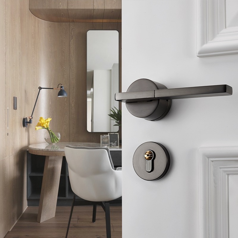 Aleación de aluminio cerradura de la puerta Hogar Universal manija de la puerta manija cerradura puerta de madera dormitorio habitación interior cerradura de la puerta