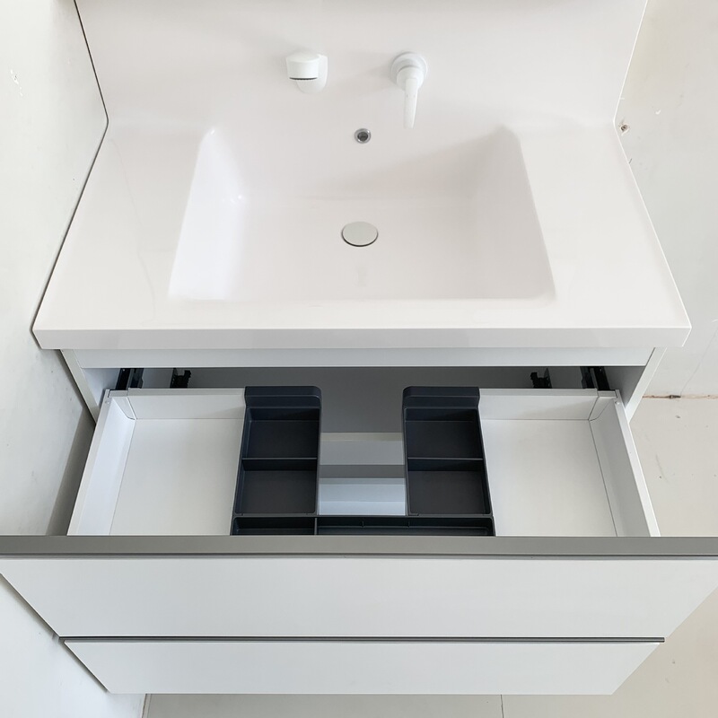 Simple White Export Japanese-Style Storage High-Back Integrated Basin Bathroom Cabinet Resin Mirror Cabinet Modern Minimalist Bathroom