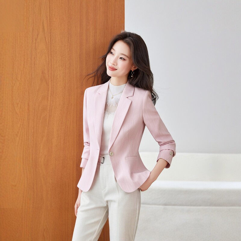 Pink women's blazer, new spring and autumn slim-fit commuter jacket, Korean-style lightweight top Pink women's blazer, new spring and autumn slim-fit commuter jacket, Korean-style lightweight top