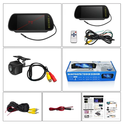 short license plate 7 infrared | Car display - 7inch-rearview-mirror-starlight-camera-wired-version