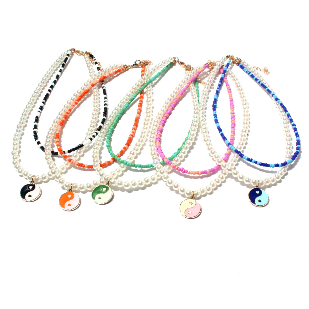 bohemia color miyuki beads pearl chain Tai Chi necklace wholesale nihaojewelry