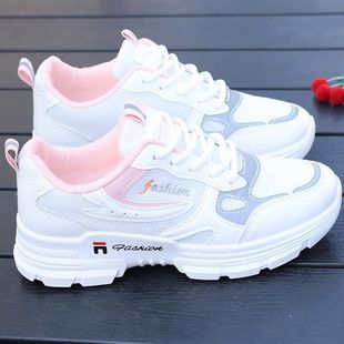 2025 New Summer Mesh Shoes Women's Breathable Mesh Sports Shoes Women's Hollow Easiest for Match Basic Student Flat White Shoes