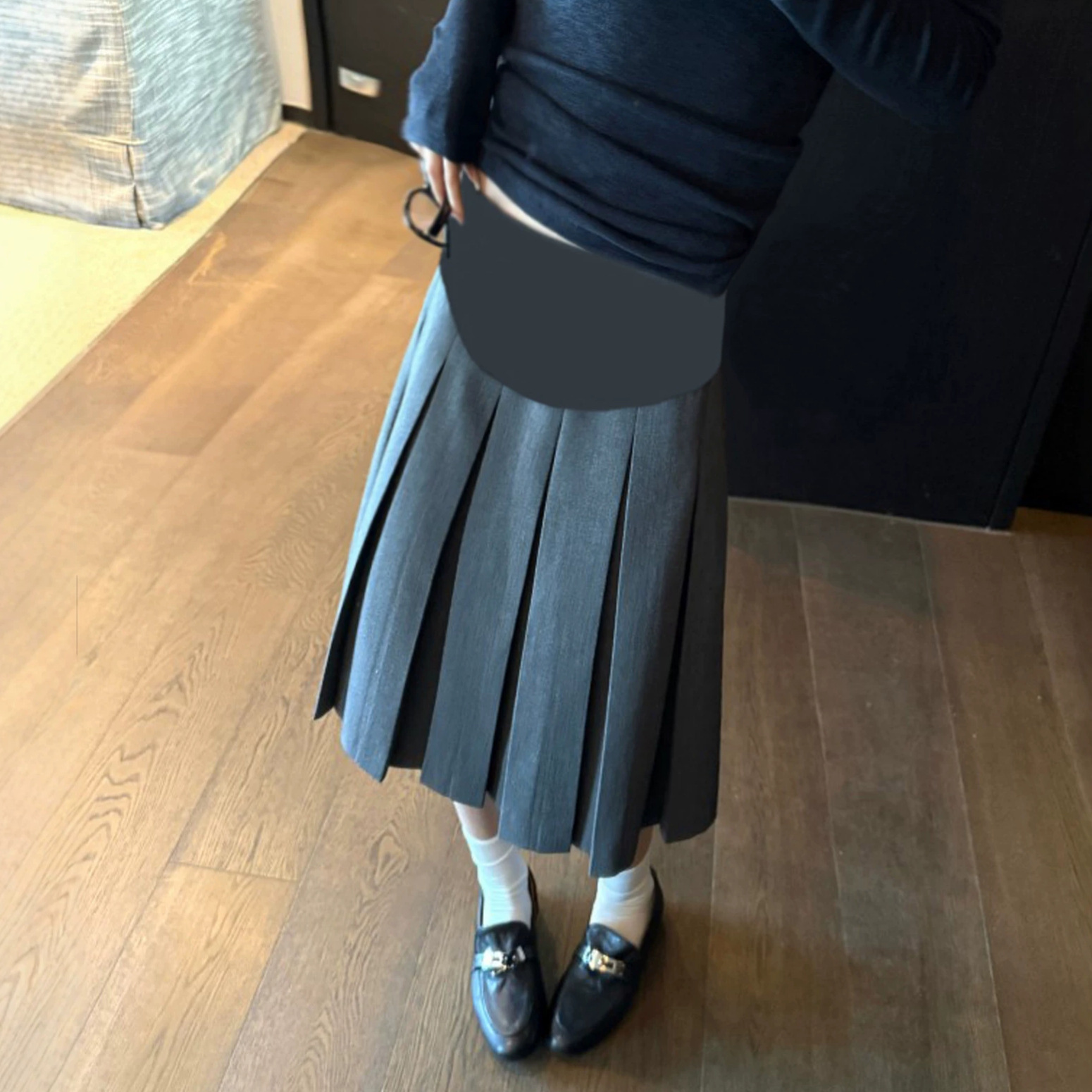 Spring and Autumn Maternity Pleated Skirt, Versatile Casual A-line Belly Support Skirt, Mid-length Pleated Slimming Draped Skirt