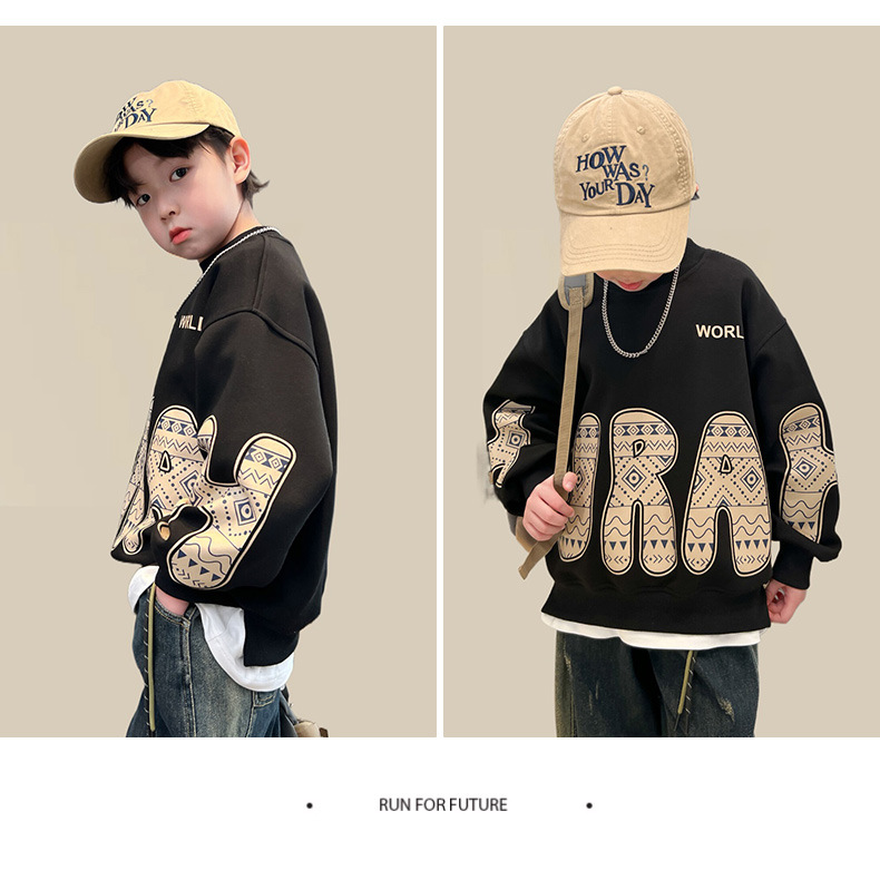 Drengetøjsmærke hættetrøje 2024 ny forårstop, mellemstørrelse børns efterårstøj, trendy og eksplosiv street style_voghion.com