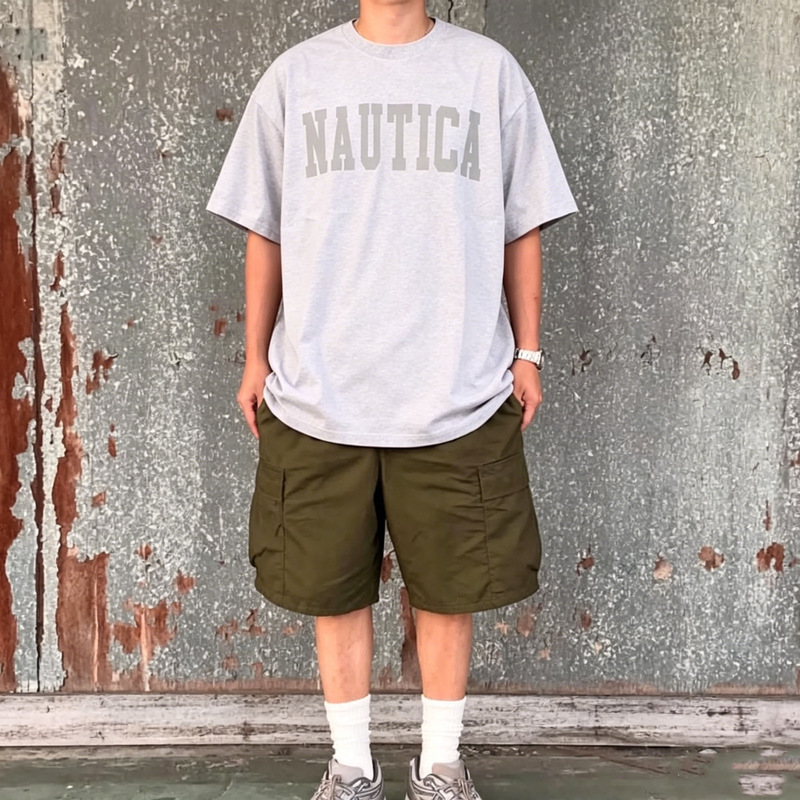 NAUTICA Japanese-style heavy-duty loose-fitting short-sleeve T-shirt for men, summer round-neck casual cityboy half-sleeve top, trendy brand NAUTICA Japanese-style heavy-duty loose-fitting short-sleeve T-shirt for men, summer round-neck casual cityboy half-sleeve top, trendy brand