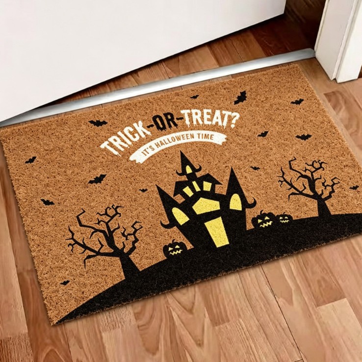 Cross-Border Halloween Decoration for Entrance Doors, Outdoor Doors, Shoe-Changing Areas, Carpet Floor Mats, Faux Coconut Palm Fiber Loop Mud-Scraping Foot Mats