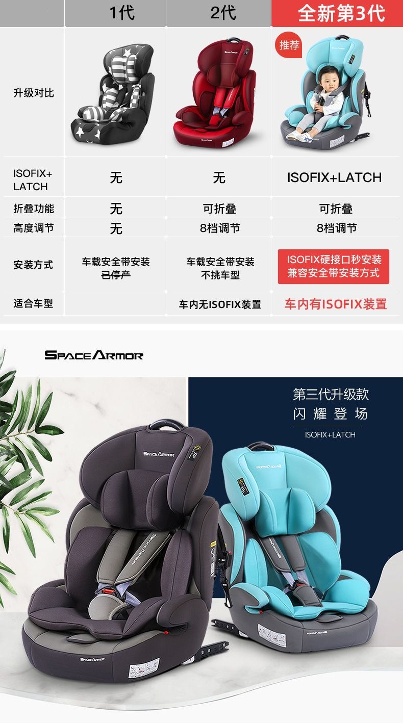 Space Armor Child Seat 0-4-9-12 Years Old Baby Car Seat Isofix Foldable Portable Universal