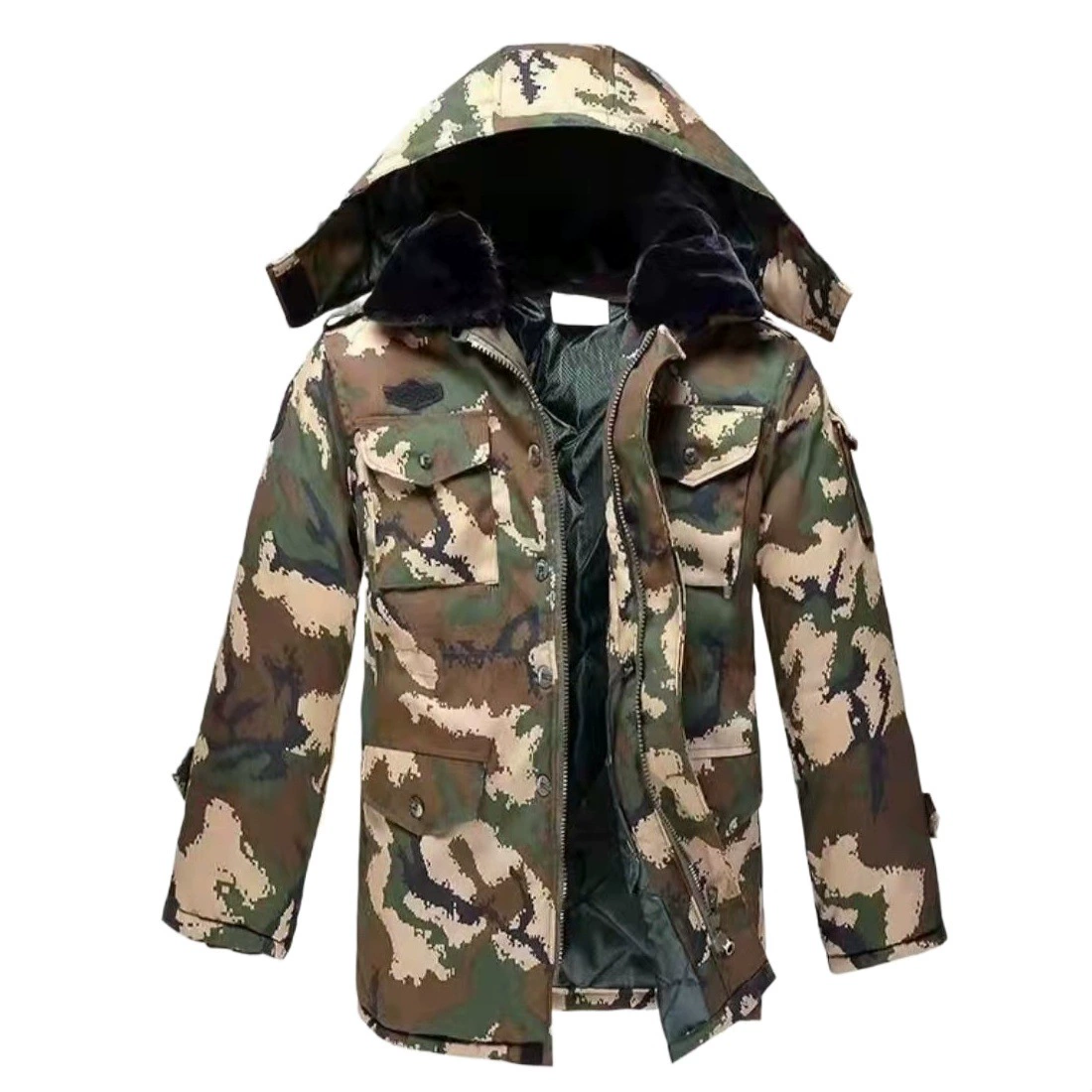 Уличное камуфляжное пальто с хлопковой подкладкой, военное пальто, холодная рабочая одежда, утолщенная двухслойная подкладка, морозостойкая теплая