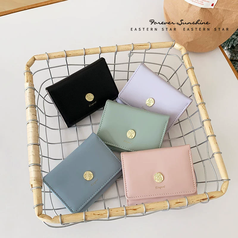 Новый цвет макарона сочетается ~ новый продукт розовая медаль маленький три % скидка кошелек студенты корейский большой объем кошелек