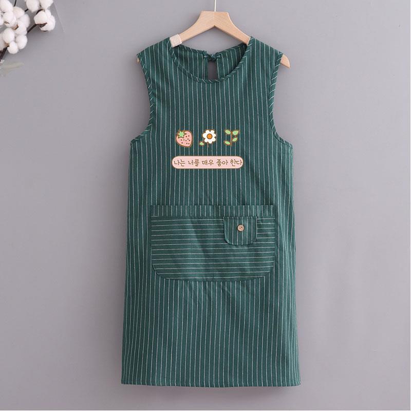 스트라이프 더블 레이어 방수 조끼 한국식 꽃 녹색