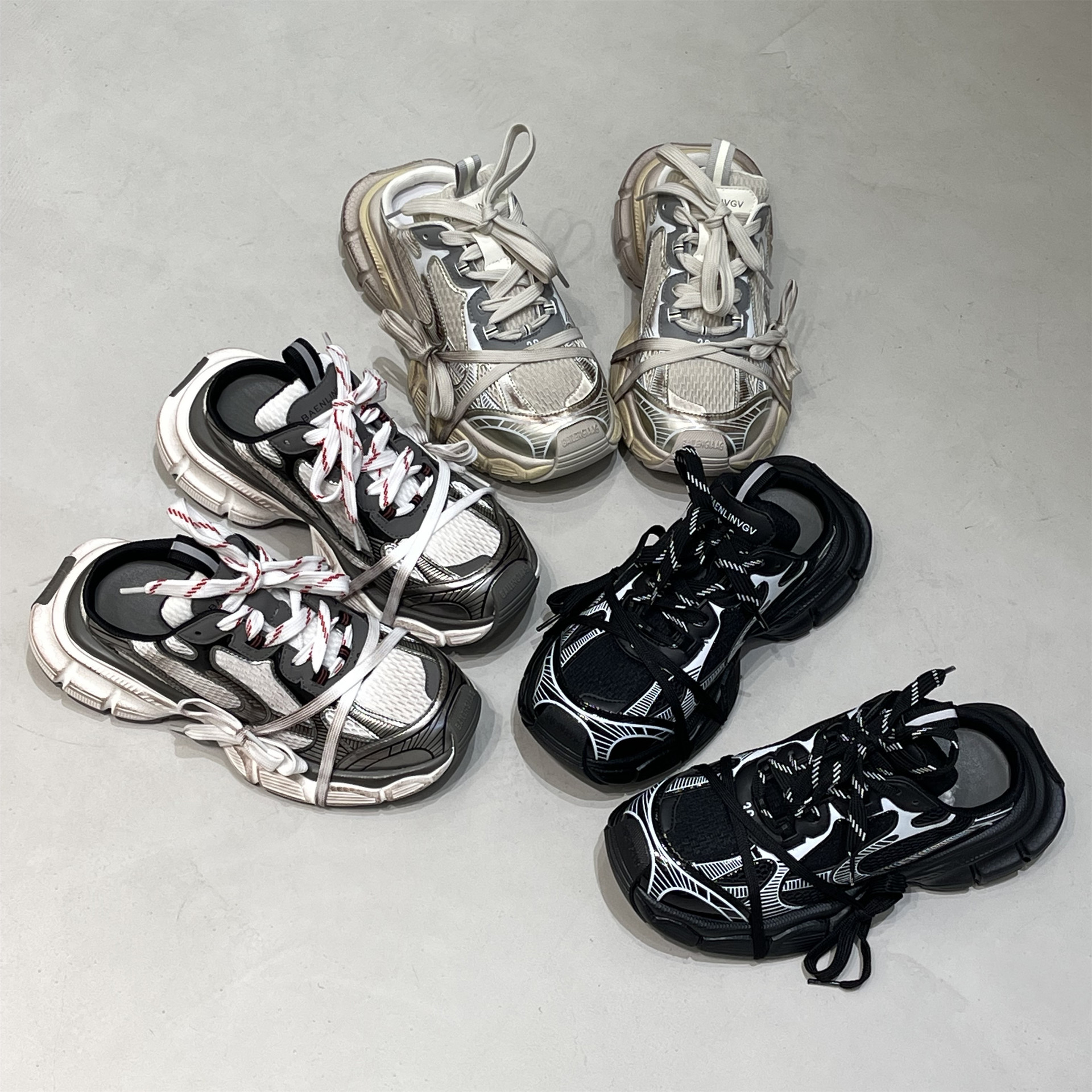 2023 New Parisian Daddy Shoes, Taller, Platform Sneakers, Casual, Distressed, retro, couples, men's and women's shoes_voghion.com