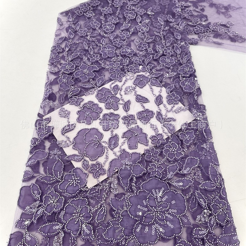 Nueva industria pesada en caliente Gaoding flor calcomanías sequinilla tela bordada vestido de boda moda fiesta tela de cena