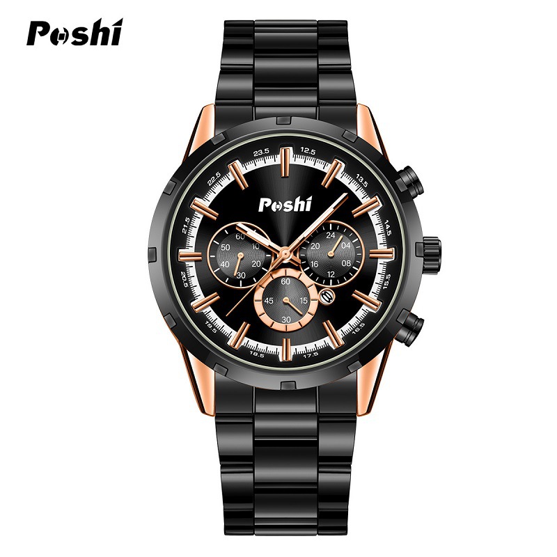 POSHI hombres de negocios reloj impermeable moda casual reloj de cuarzo calendario luminoso coreano reloj de hombre