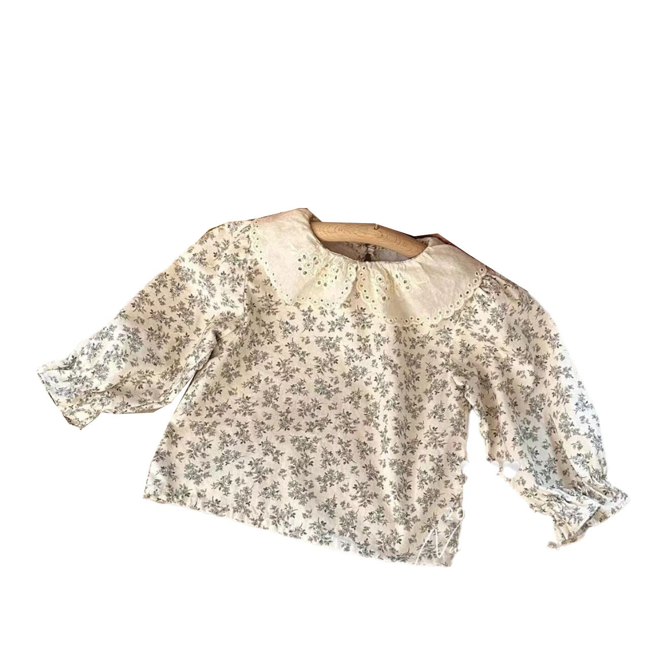 Estilo coreano primavera y otoño niñas bebé suave camisa de fondo floral ins manga larga muñeca collar suelta camisa de los niños lindos