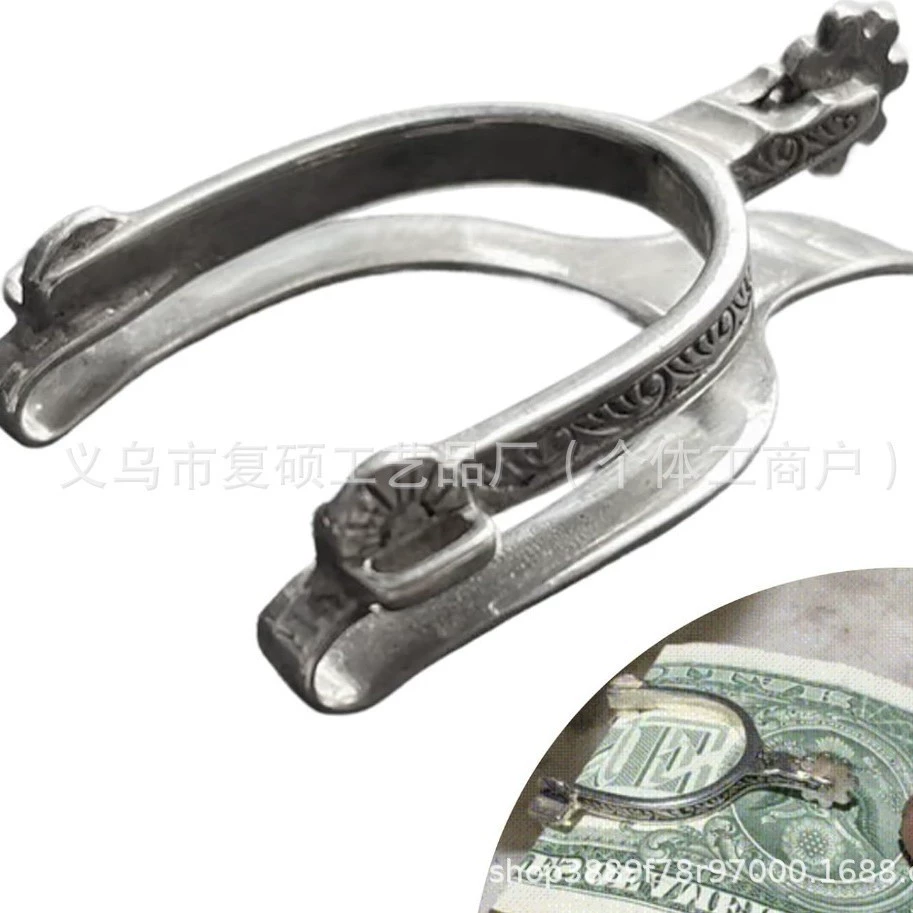 Новый трансграничный продукт VINTAGE WESTERN SPUR SILVER MONEY CLIP металлический зажим для денег