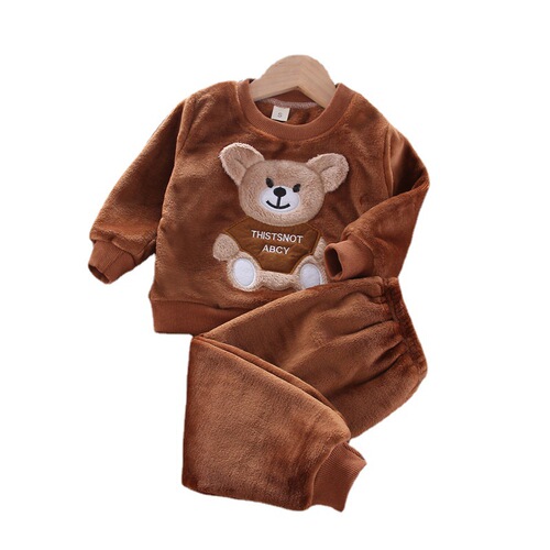 New Baby Winter Pajama Set for Infants and Toddlers, Unisex Flannel Home Wear